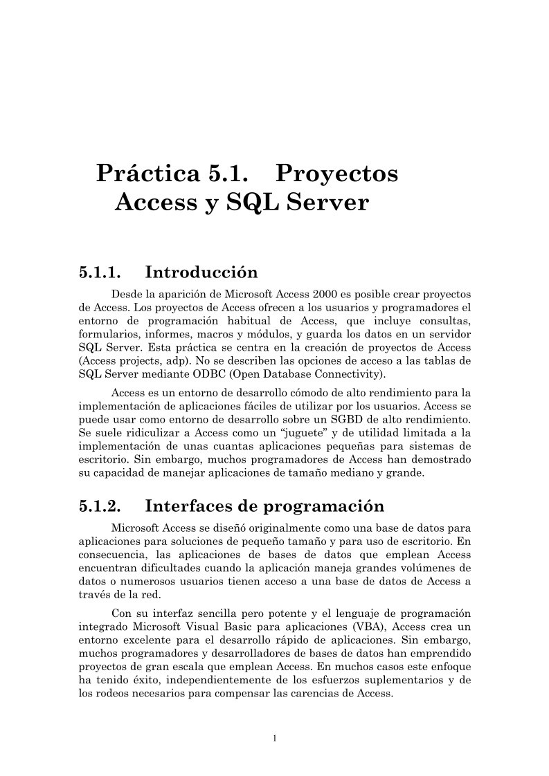 Imágen de pdf Práctica 5.1. Proyectos Access y SQL Server